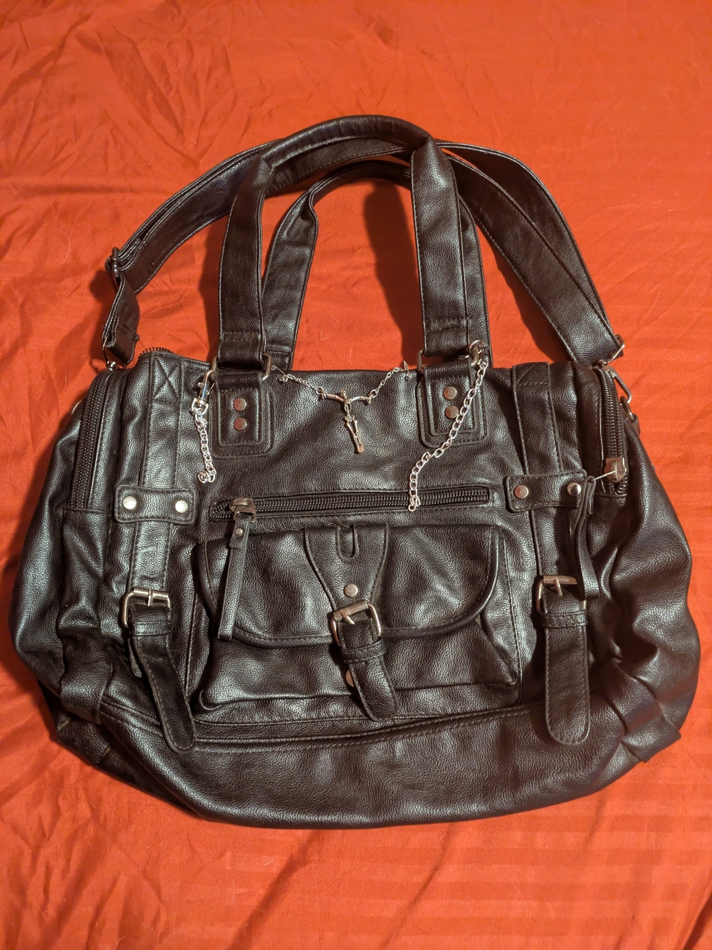 Large Black Gothic Leather Purse
